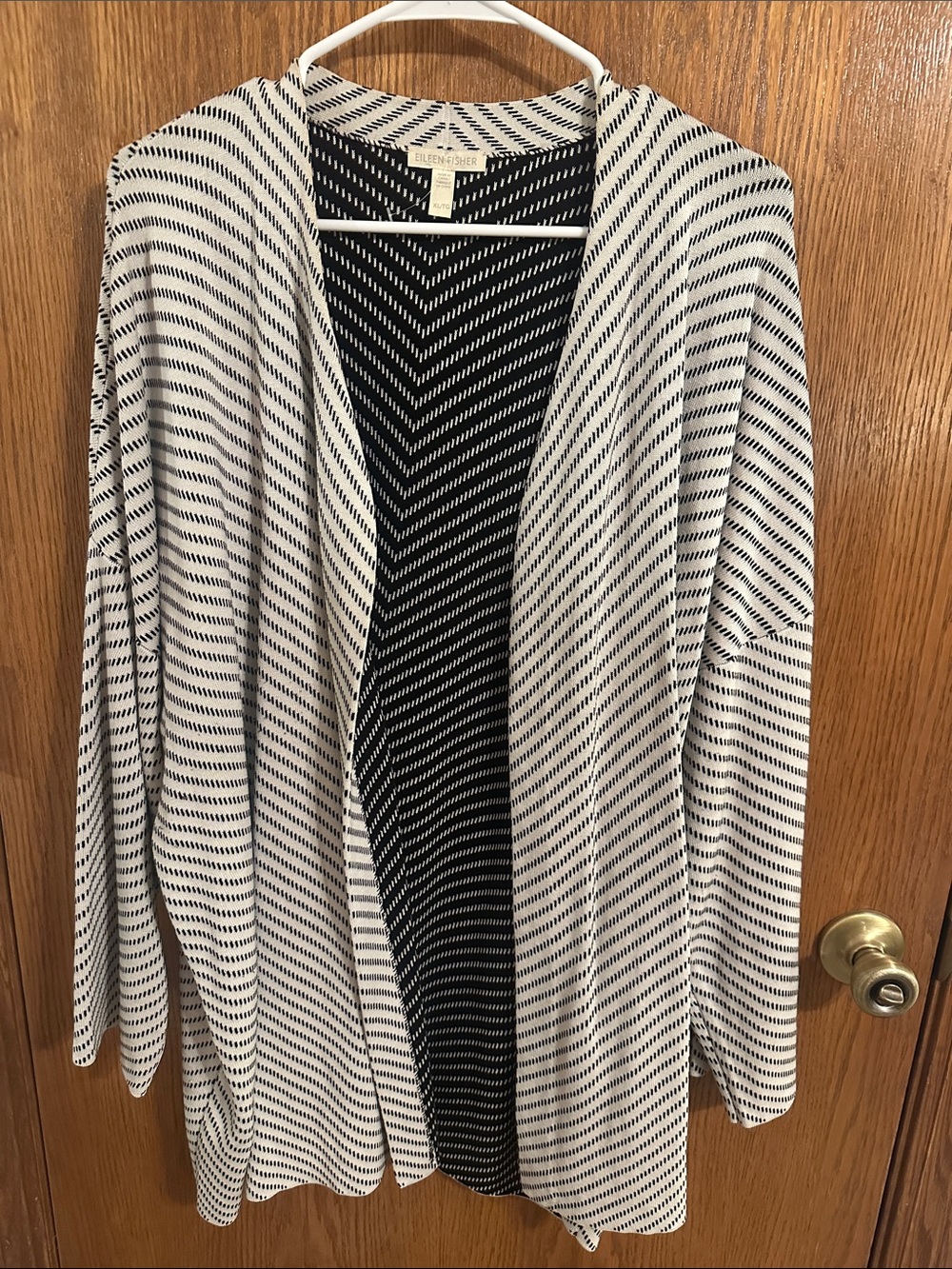 Eileen Fisher Black and White Striped Cardigan